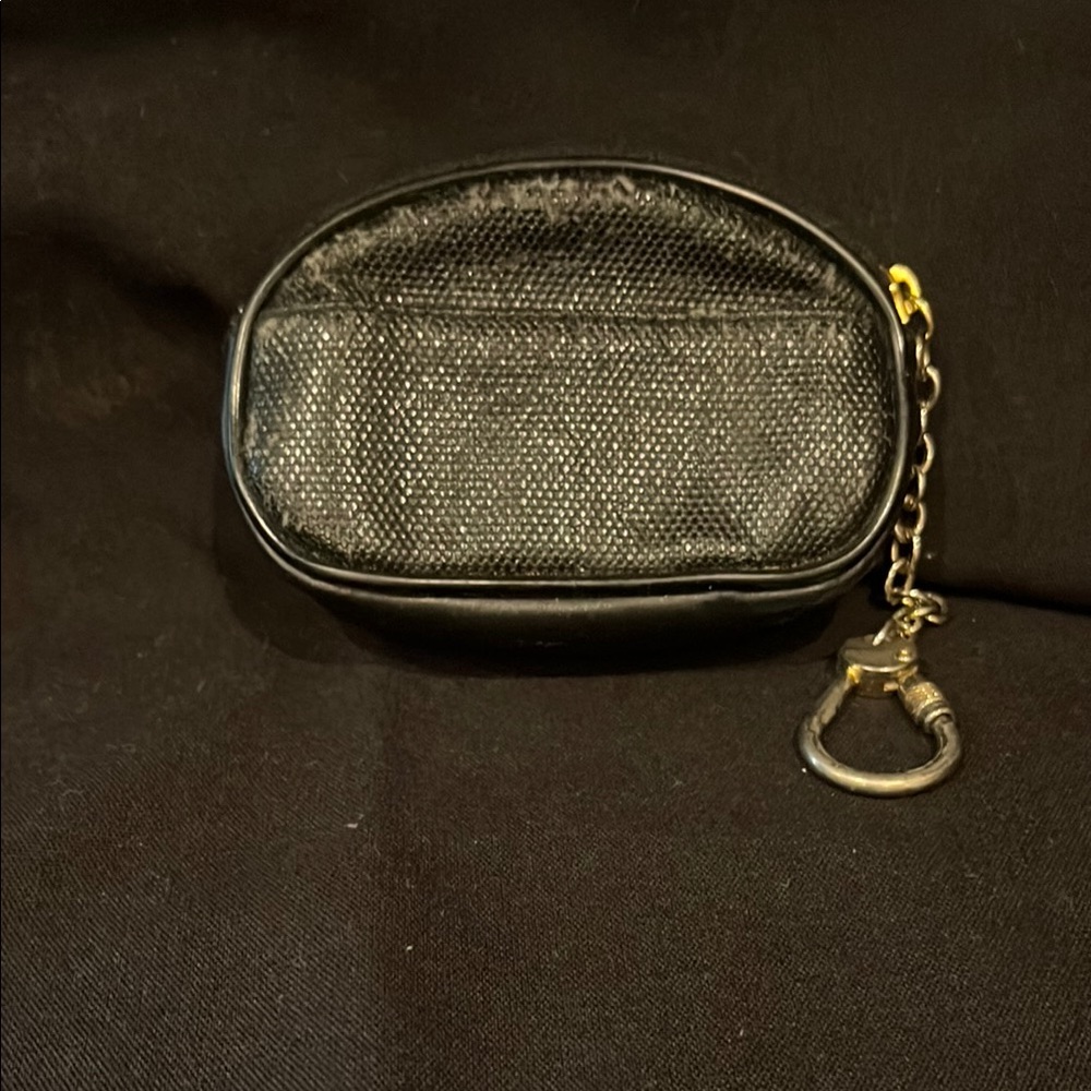 Fendi black  Textured Coin Purse with Keychain